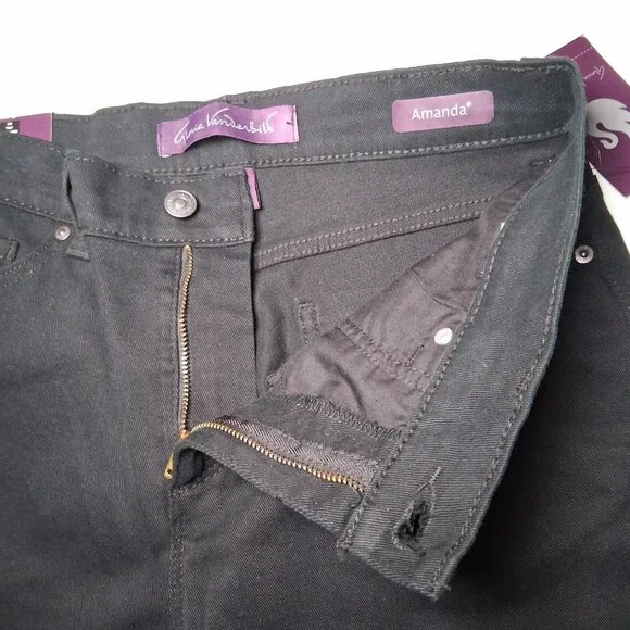 Gloria Vanderbilt Amanda Jeans 8 Short Black Stretch Tapered Leg New - Picture 6 of 11
